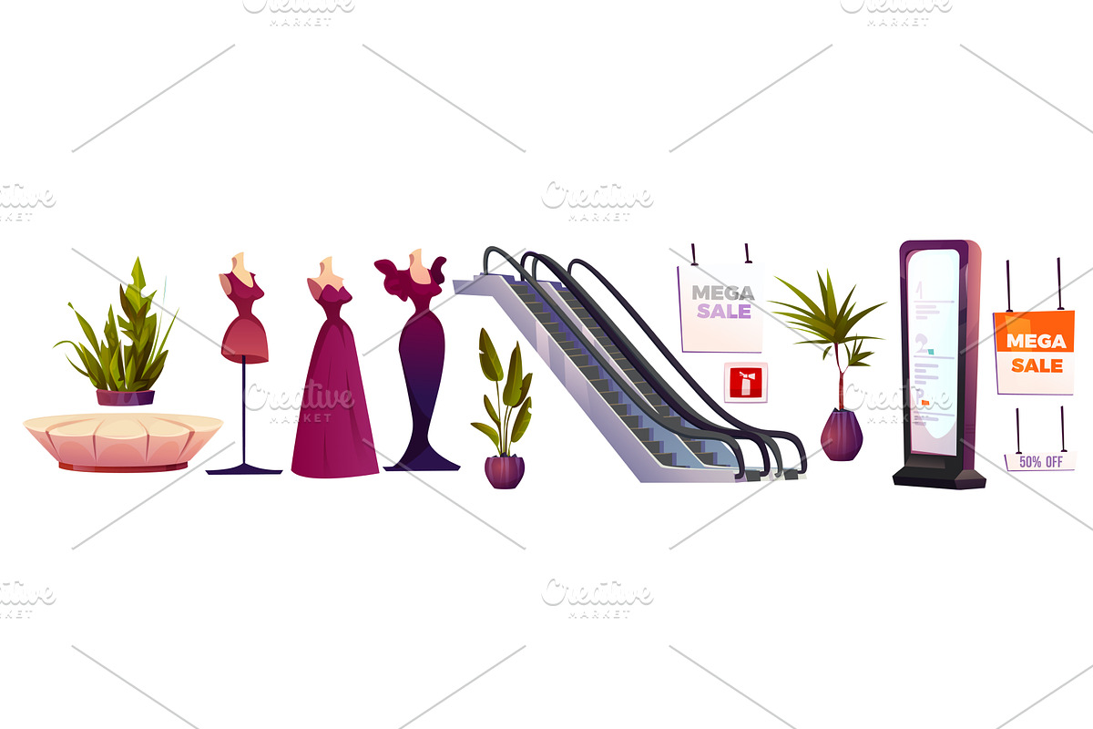 Mall hall elements set, an Object Illustration by art PVP - market