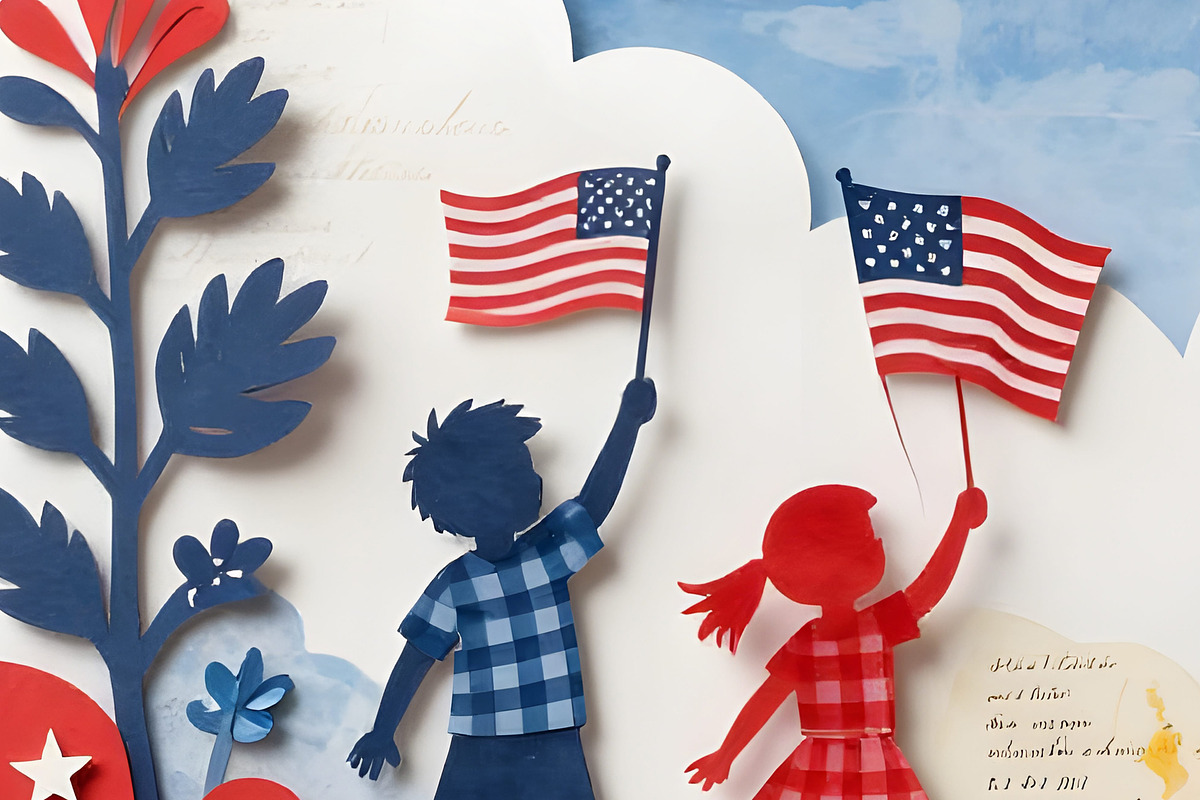 4th of July Paper Cutting 2, a Person Illustration by Sharon Schwalbe (Photo 6 of 6)