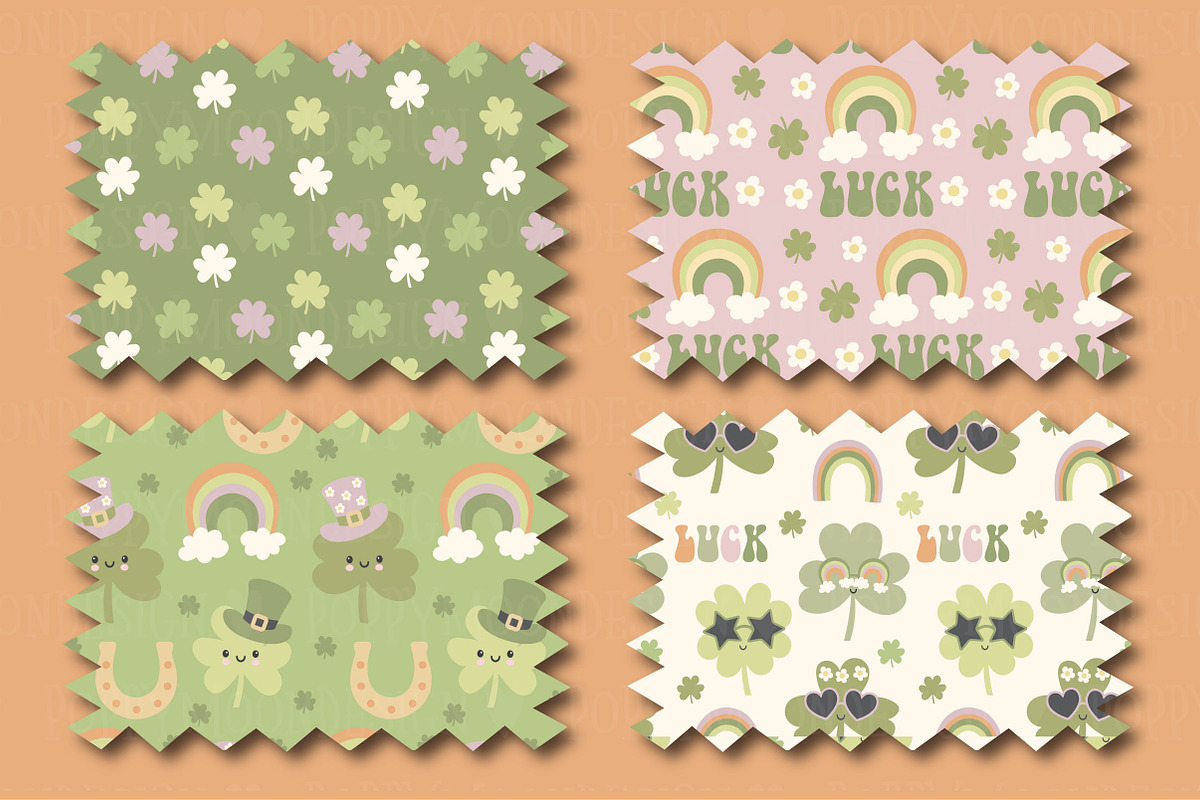 Groovy Shamrocks set, a Seasonal Illustration by Poppymoondesign (Photo 8 of 10)