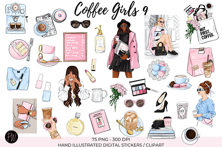 coffee girl clipart png, a Person Illustration by Parinaz Wadia Design