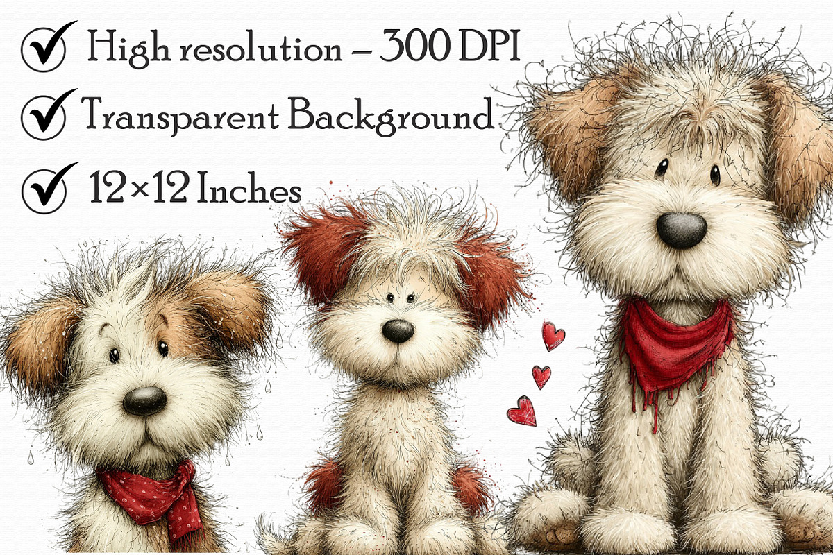 Whimsical Messy Hair Dog Clipart, an Illustration by Libby Wishes (Photo 5 of 7)