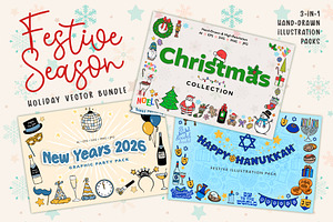 Festive Season Holiday Vector Bundle