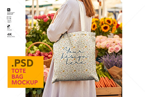 Sunny Farmers Market Tote Bag Mockup