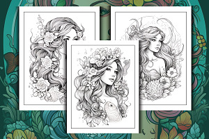 Beautiful Mermaid Coloring Pages