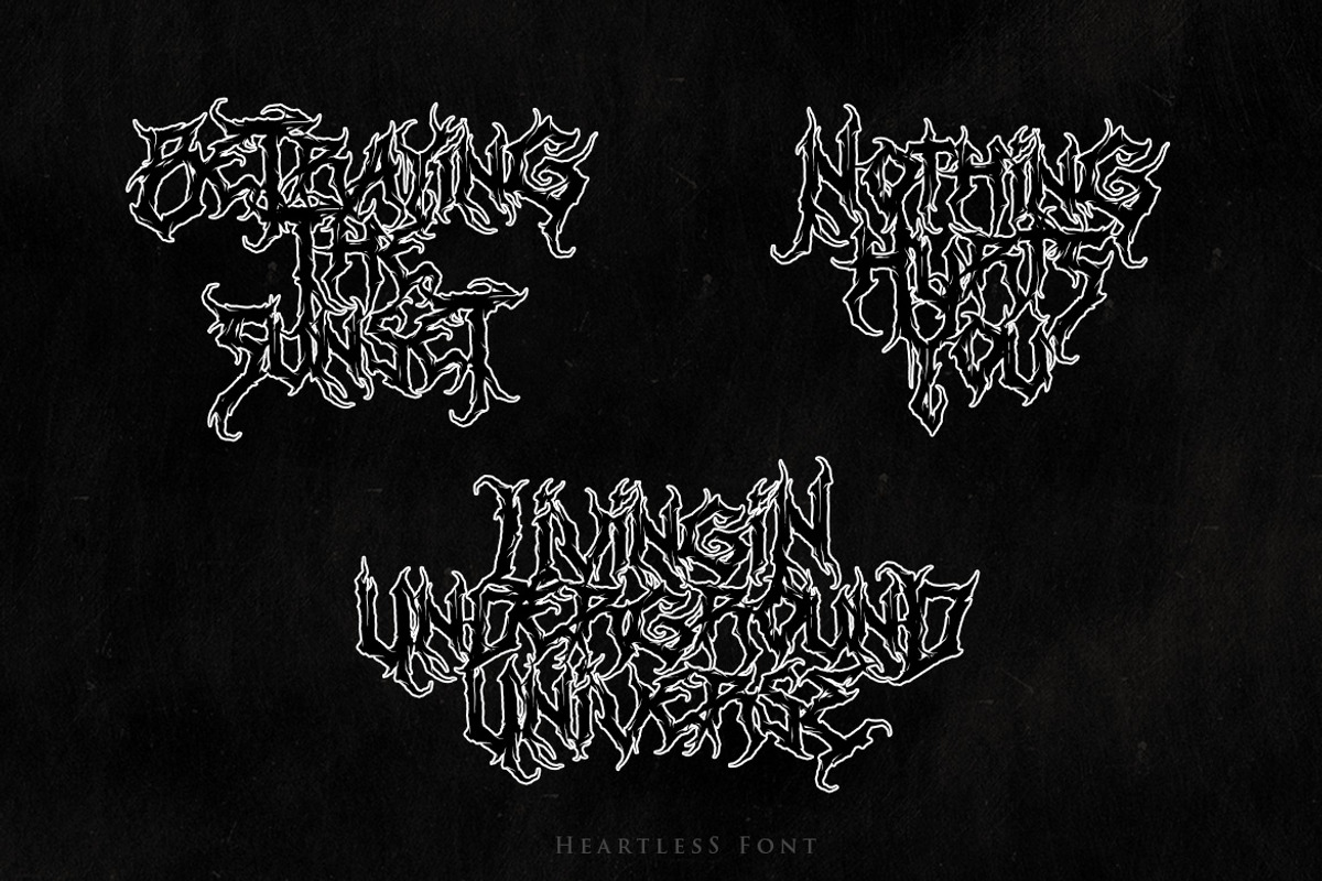 Heartless - Premium Death Metal, a Blackletter Font by Blackmetalfont (Photo 5 of 8)