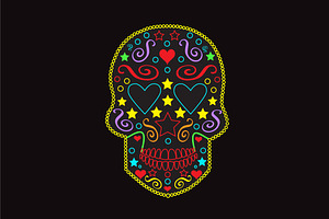 Skull Icon With Heart Eyes Neon 2