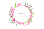 Pink watercolor flowers hand drawn, an Illustration by AS Studio (Thumbnail 4 of 4)