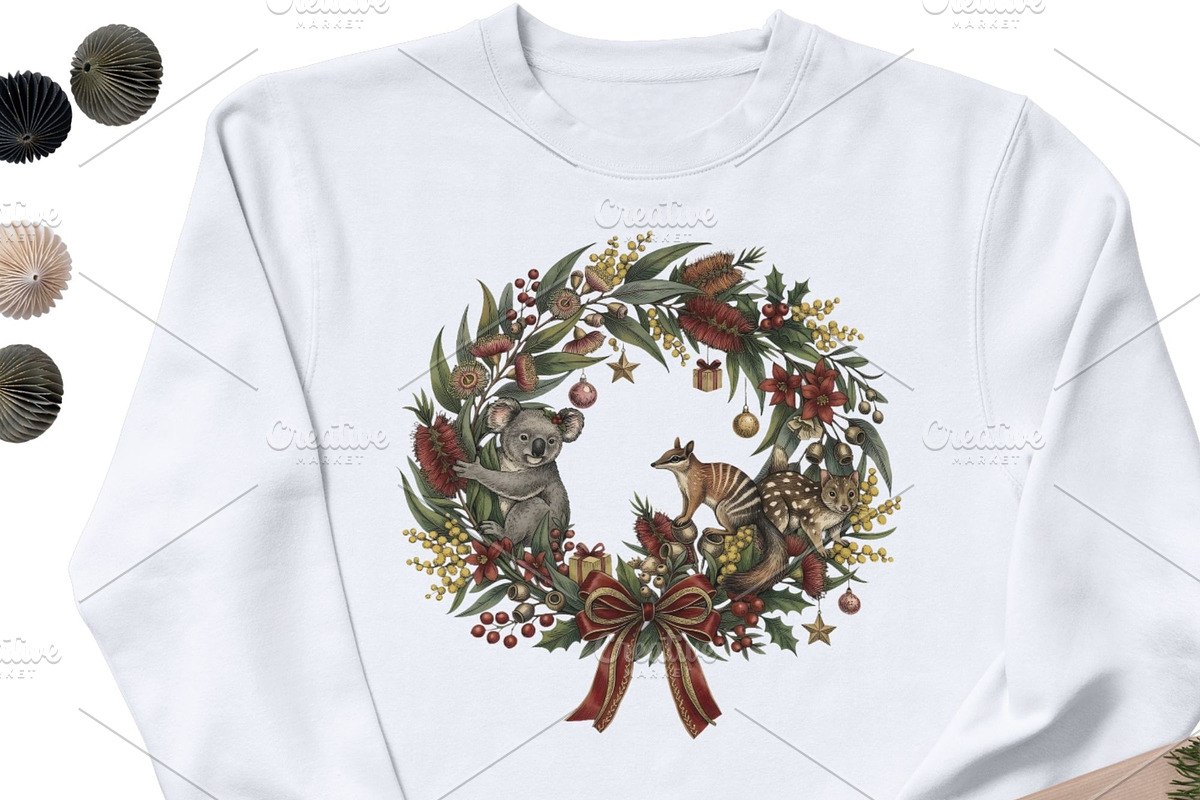 Vintage Australian Christmas Wreath, an Object Graphic by UniqueMe (Photo 3 of 6)
