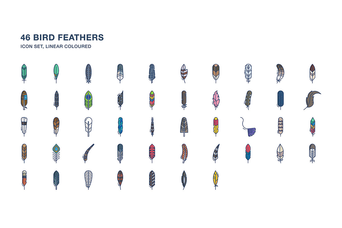 Bird feathers icon set, an Icon by Icongeek26 (Photo 2 of 6)
