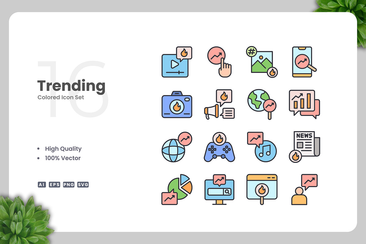 Trending Colored Icons, an Icon by Upnowgraphic