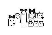 Kawaii Bow Ghost Clipart, an Illustration by designvectx (Thumbnail 3 of 3)