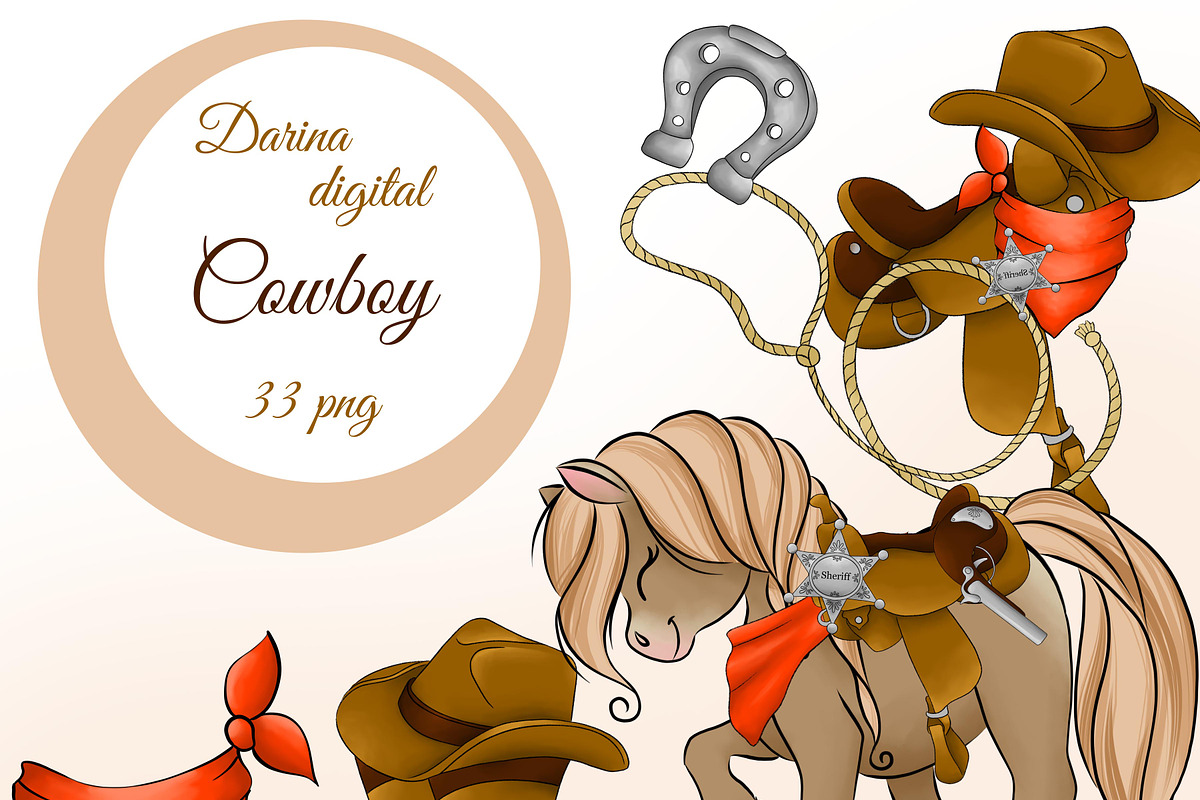 Cowboy clipart, an Illustration by DarinaDigital (Photo 1 of 5)