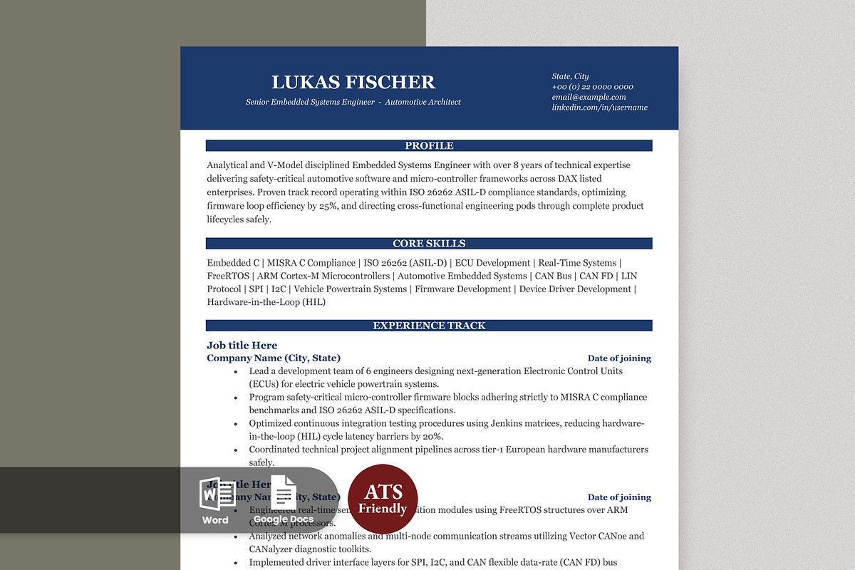 ATS CV / Resume Template, a Resume Template by Anjum Ilyas (Photo 1 of 7)