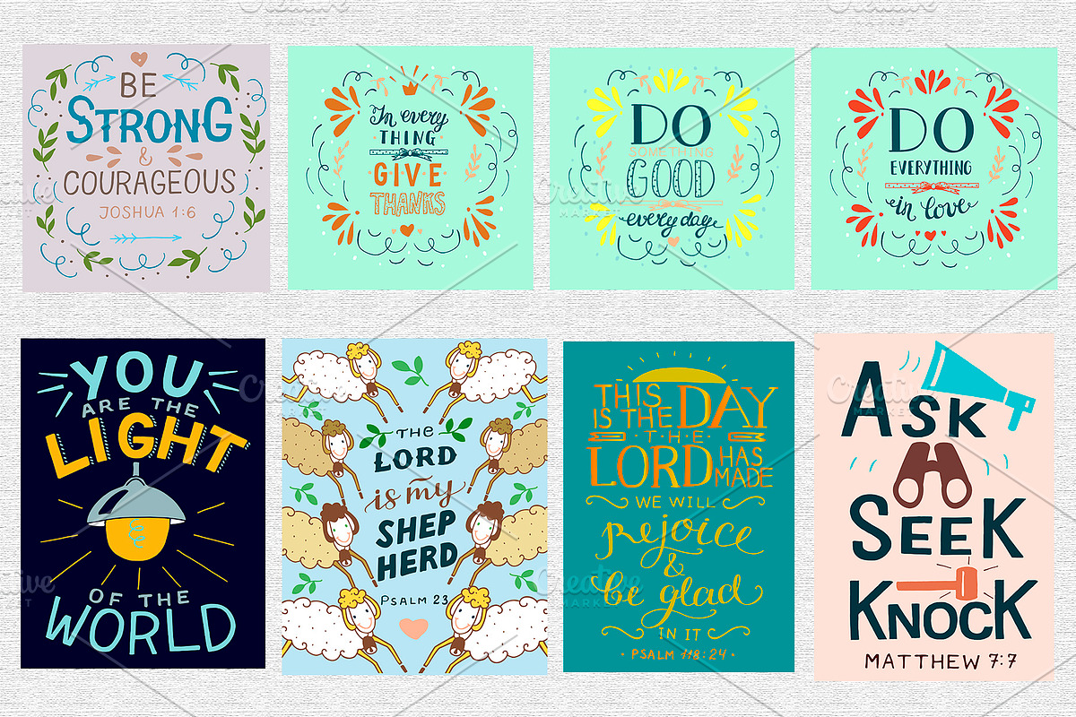 BUNDLE 74 BIBLE QUOTES, an Illustration by Ola-la-la (Photo 5 of 15)