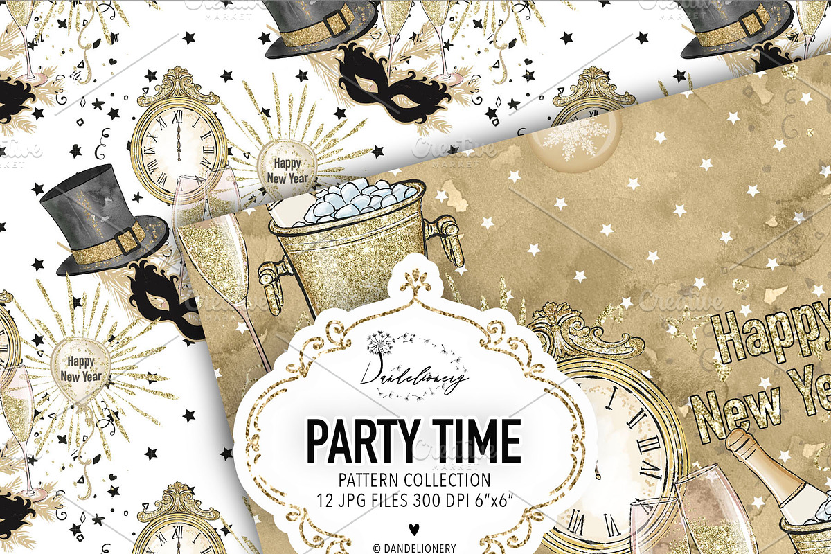 Party Time digital paper pack, a Pattern Graphic by designloverstudio