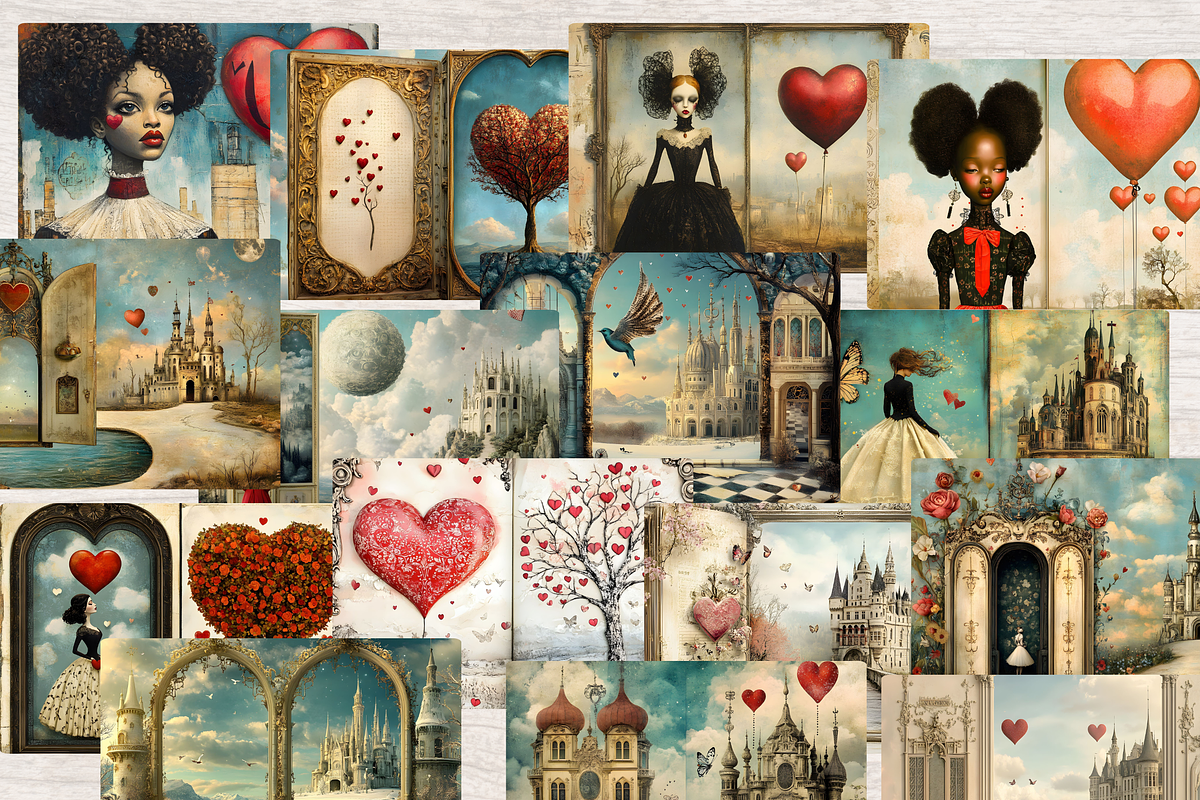 SURREAL VALENTINE JUNK JOURNAL KIT, a Seasonal Illustration by Daring Digies (Photo 4 of 7)