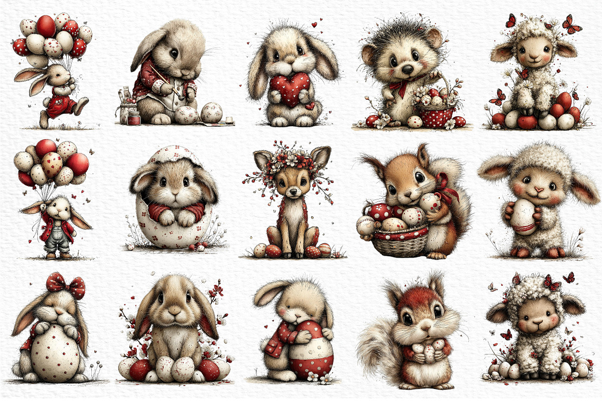 Whimsical Easter Animals Clipart, an Illustration by Craft Nest (Photo 6 of 11)
