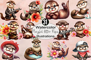 Watercolor Playful Otter Pups Subli, an Illustration by SVGArt (Thumbnail 1 of 8)