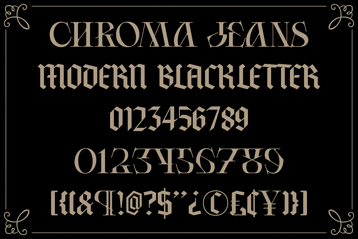 Chroma Jeans, a Blackletter Font by Sitintahitam (Photo 4 of 9)