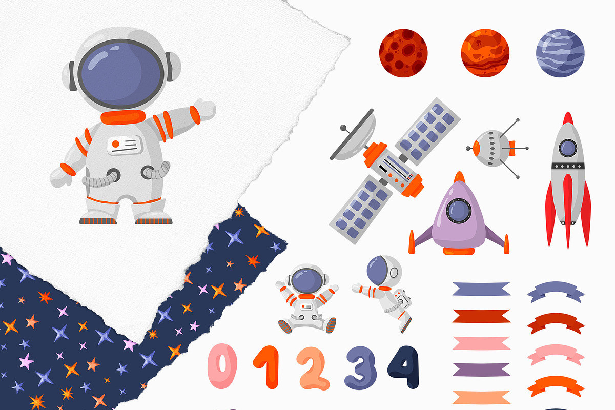 Astronaut Kids Clipart, a Decorative Illustration by Nebbia (Photo 2 of 7)