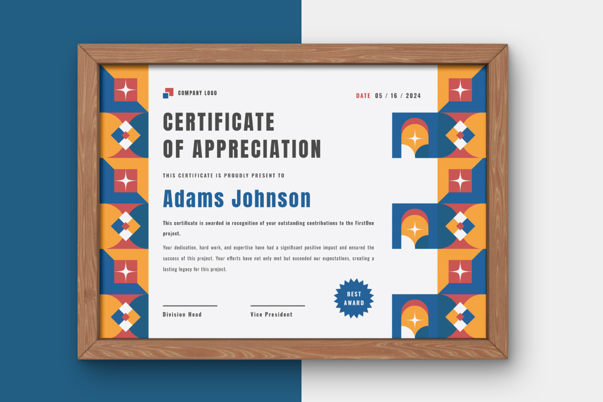 Modern Geometric Certificate Templat, a Print Template by twinstd (Photo 3 of 3)