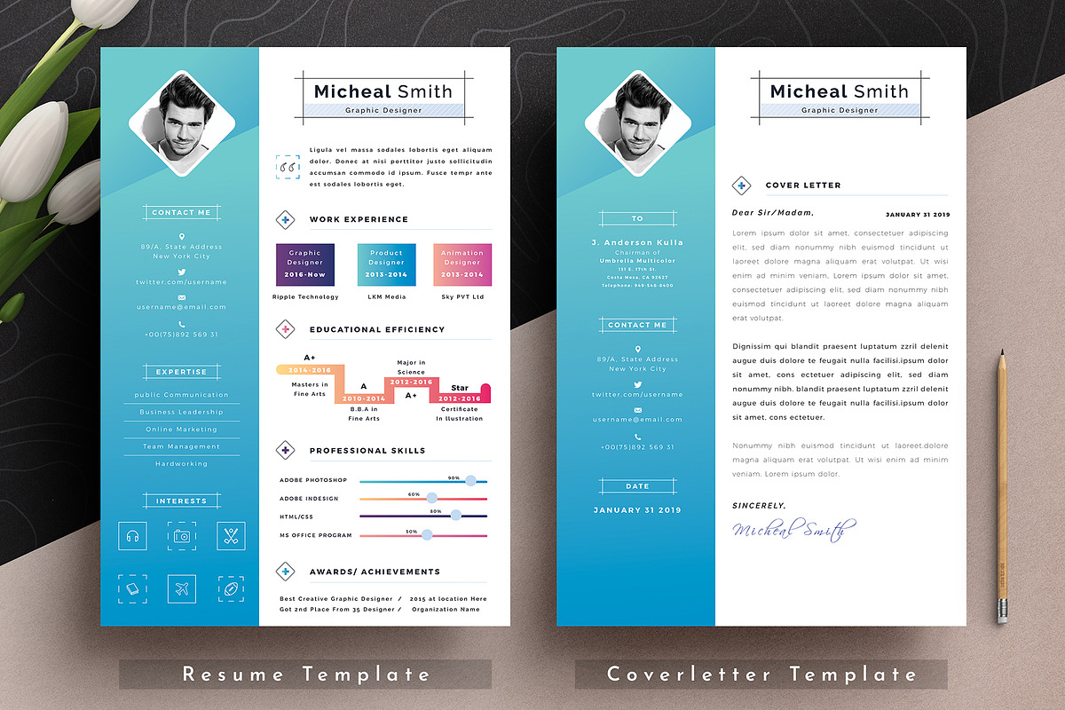 Modern Resume Cv Template, a Resume Template by Tbunny (Photo 2 of 6)