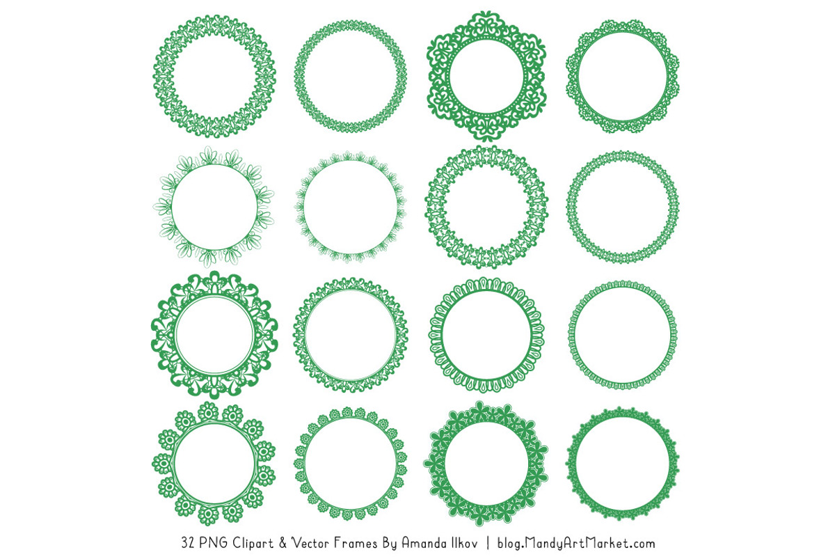 Green Round Lace Frames, an Illustration by Amanda Ilkov (Photo 3 of 5)