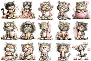 Whimsical Summer Cats Clipart, a Seasonal Illustration by OK Design (Thumbnail 3 of 6)