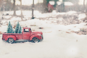 01 vintage red truck christmas tree featuring antique, vintage, and holiday