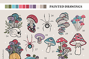 Retro mushrooms and skulls clipart, an Illustration by Siriliadka Dreams (Thumbnail 6 of 9)