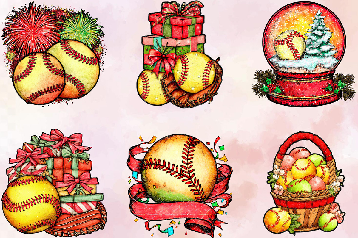 Softball Baseball Clipart Bundle., an Illustration by SVGArt (Photo 2 of 9)