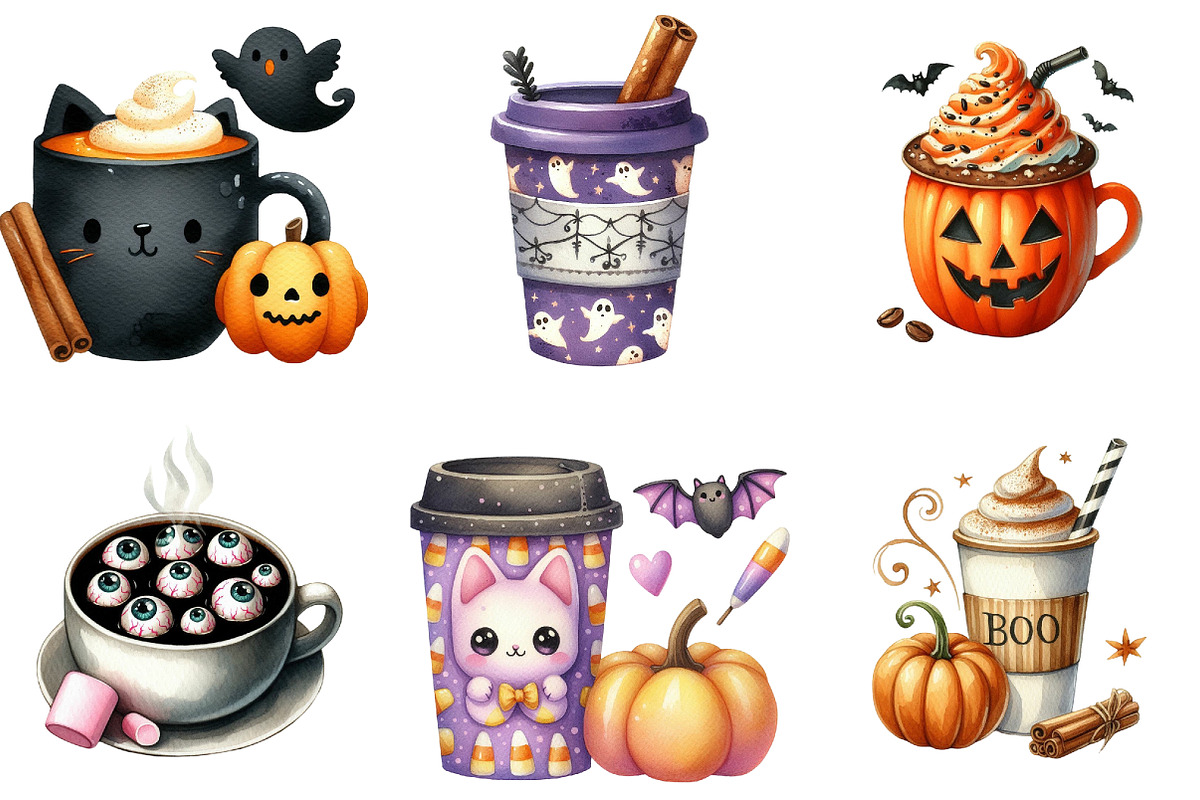 Halloween Coffee Clipart, an Illustration by DreamArtGraphic (Photo 2 of 5)