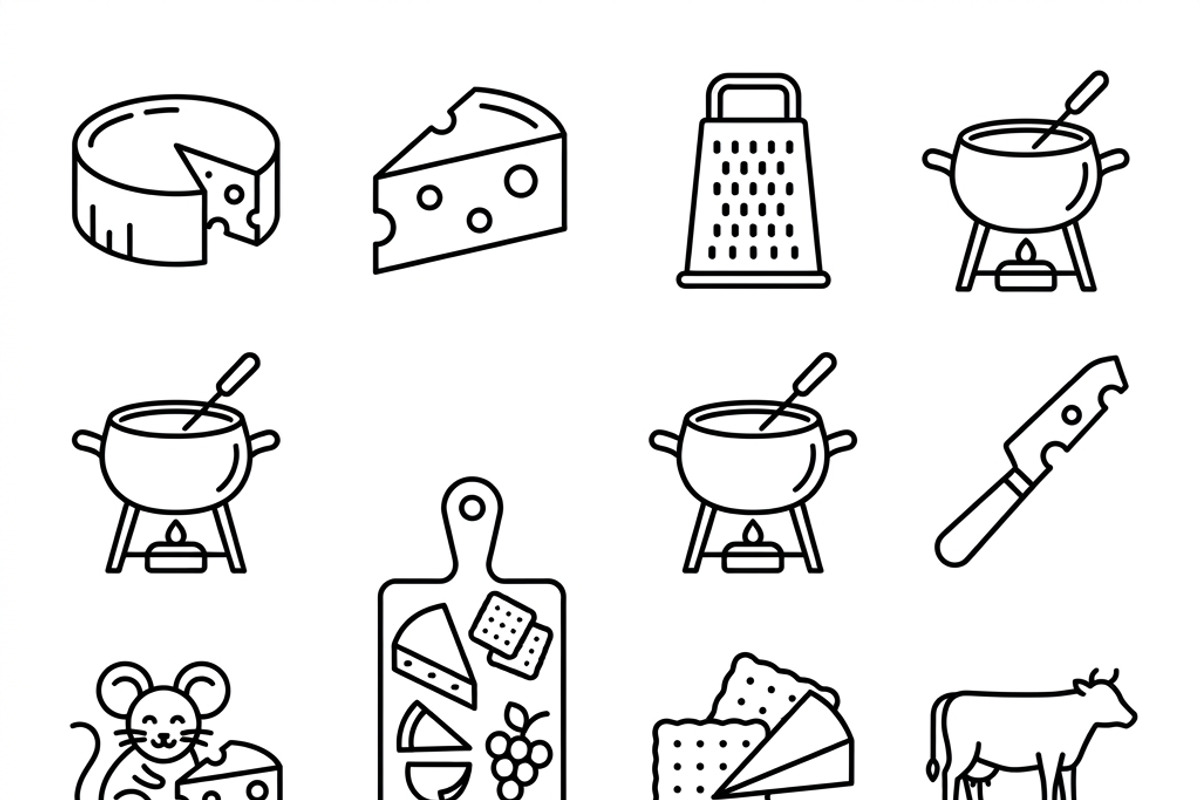Bundles Set Cheese Brand Icons, an Outline Icon by adenpinkstore (Photo 7 of 13)