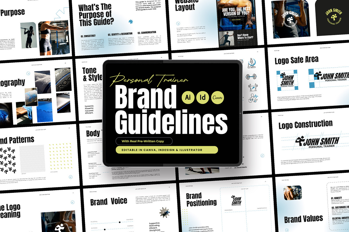 Personal Trainer Brand Guidelines, a Branding & Logo Template by AndrewPixel (Photo 1 of 14)