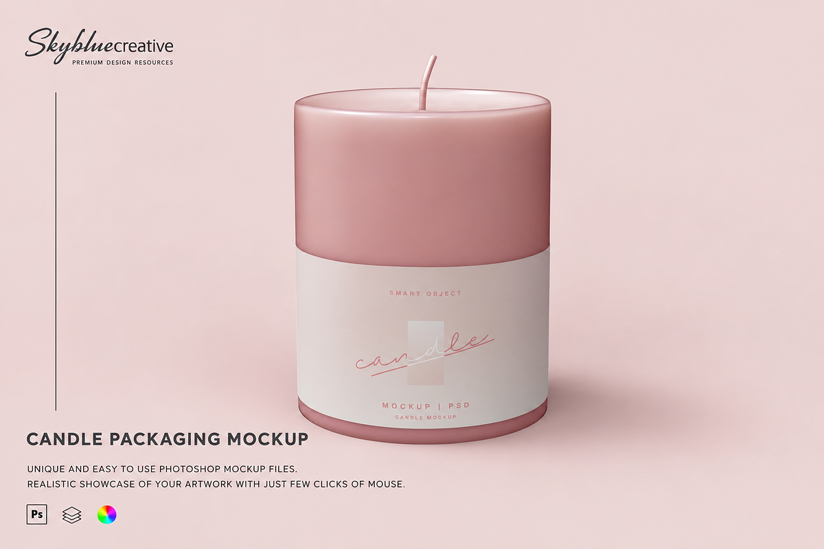 Label in Candle Mockup, an Advertising Mockup by skybluecreative (Photo 1 of 2)