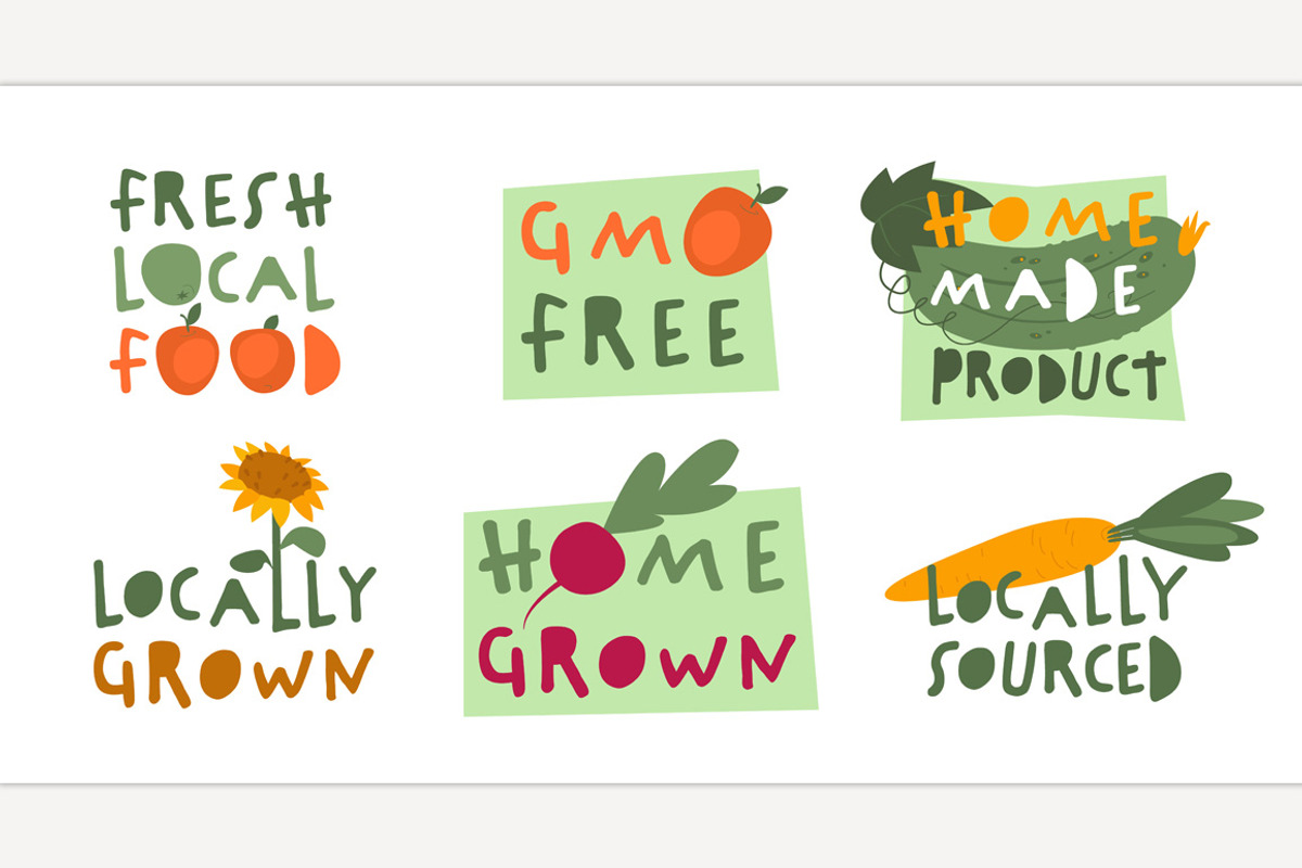 Organic food, gardening, farming, a Food Illustration by Anna's Shop