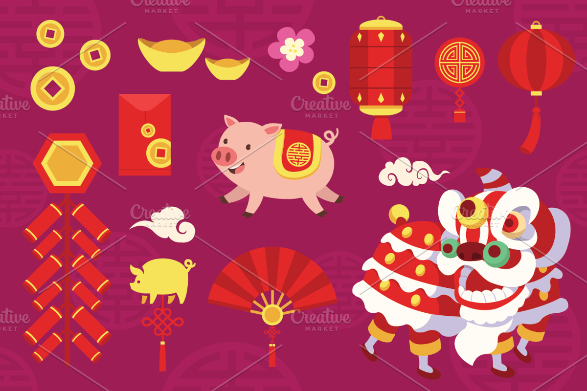 2019 Chinese New Year Vector Set, an Illustration by Torrboar Design (Photo 2 of 2)