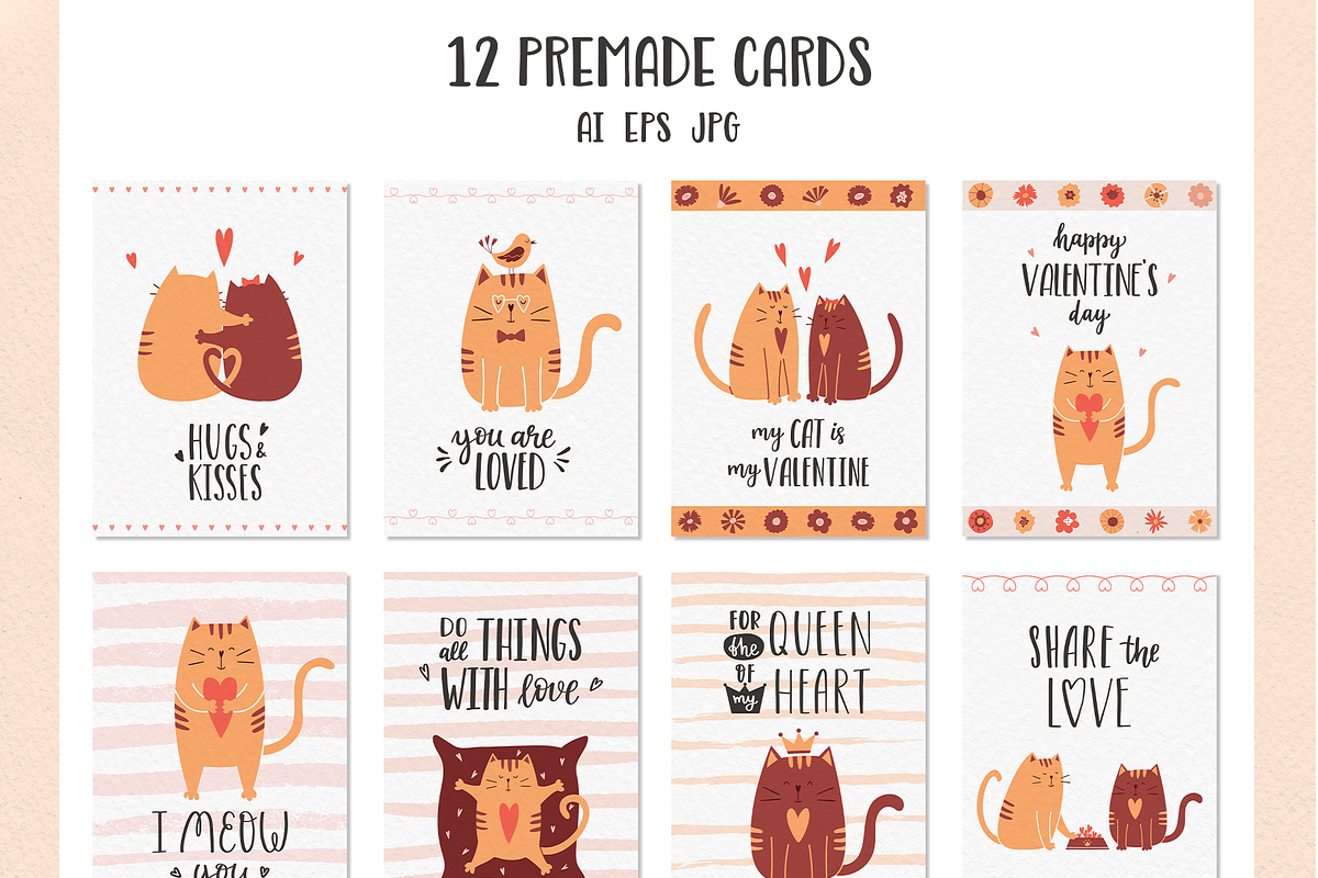 Cats in love. Cards & Patterns, an Animal Illustration by Valeria Soloveva (Photo 9 of 13)