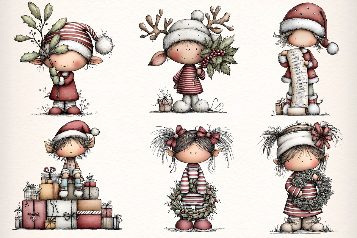 Whimsical Elf Clipart Bundle, an Illustration by Dream Creation (Photo 3 of 6)
