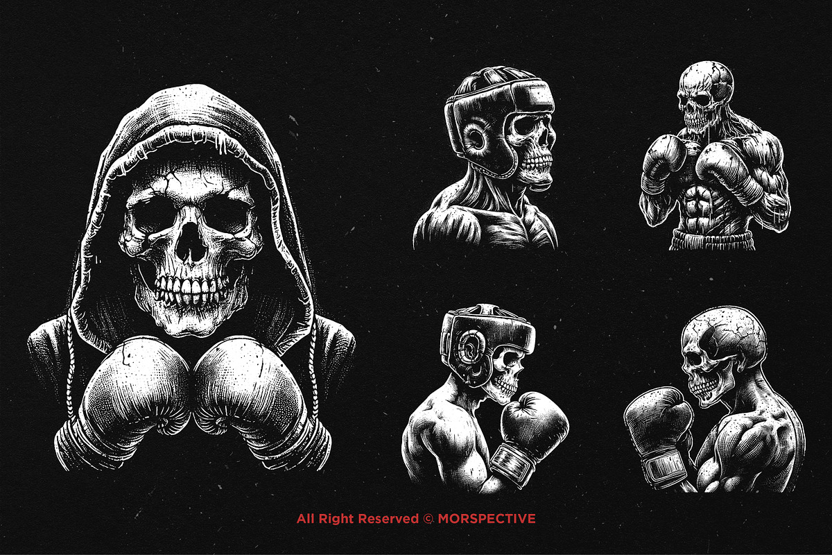 10 Bundle Dark Art Boxing Skull, an Illustration by Morspective (Photo 3 of 7)