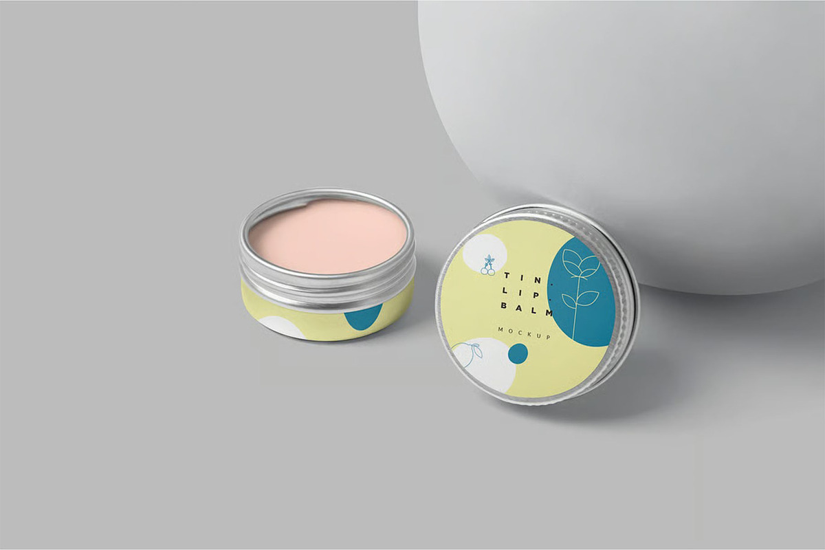 Lip Balm Round Tin Box Mockups, a Packaging Mockup by megostudi0 (Photo 6 of 6)