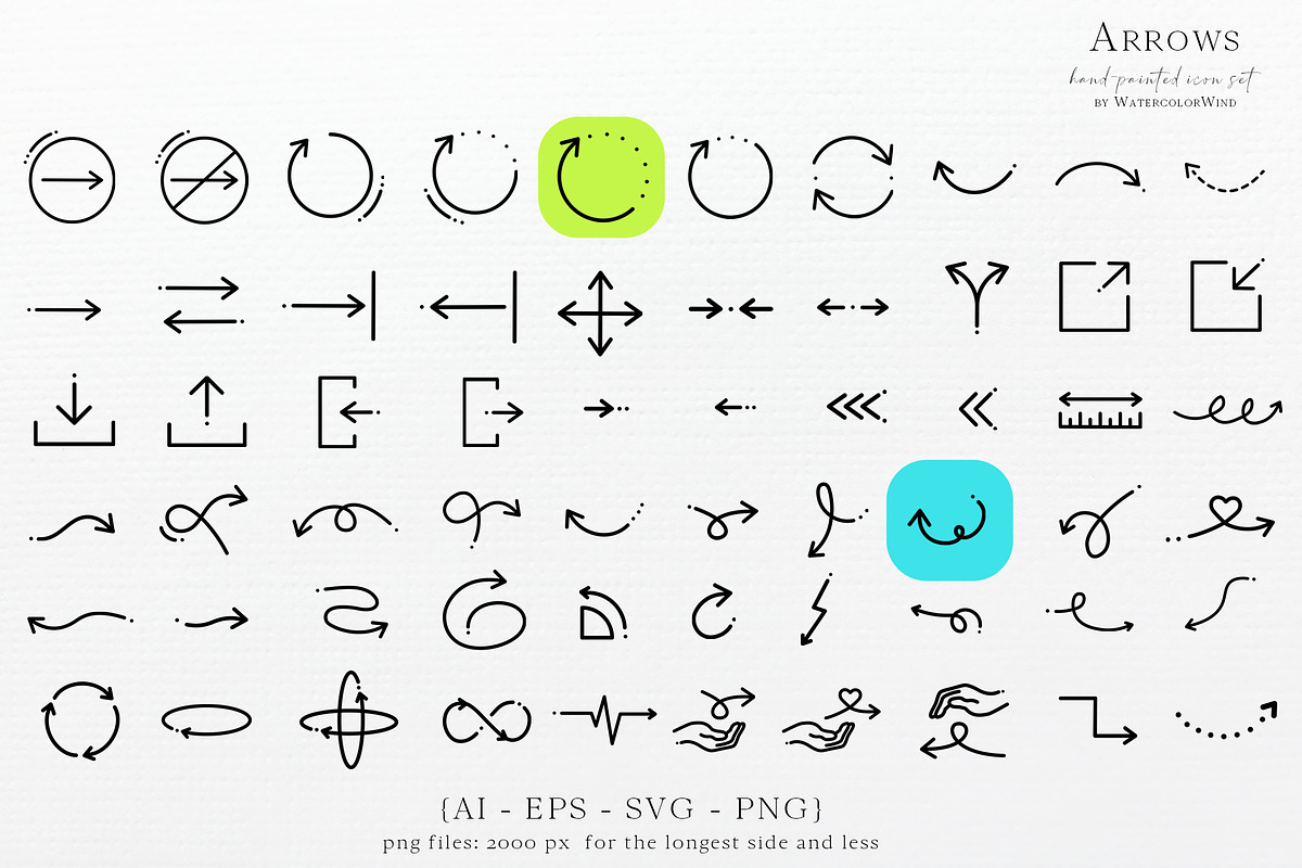 60 Arrows Line Icons, an Outline Icon by Ksenia Shmakova (Photo 2 of 3)