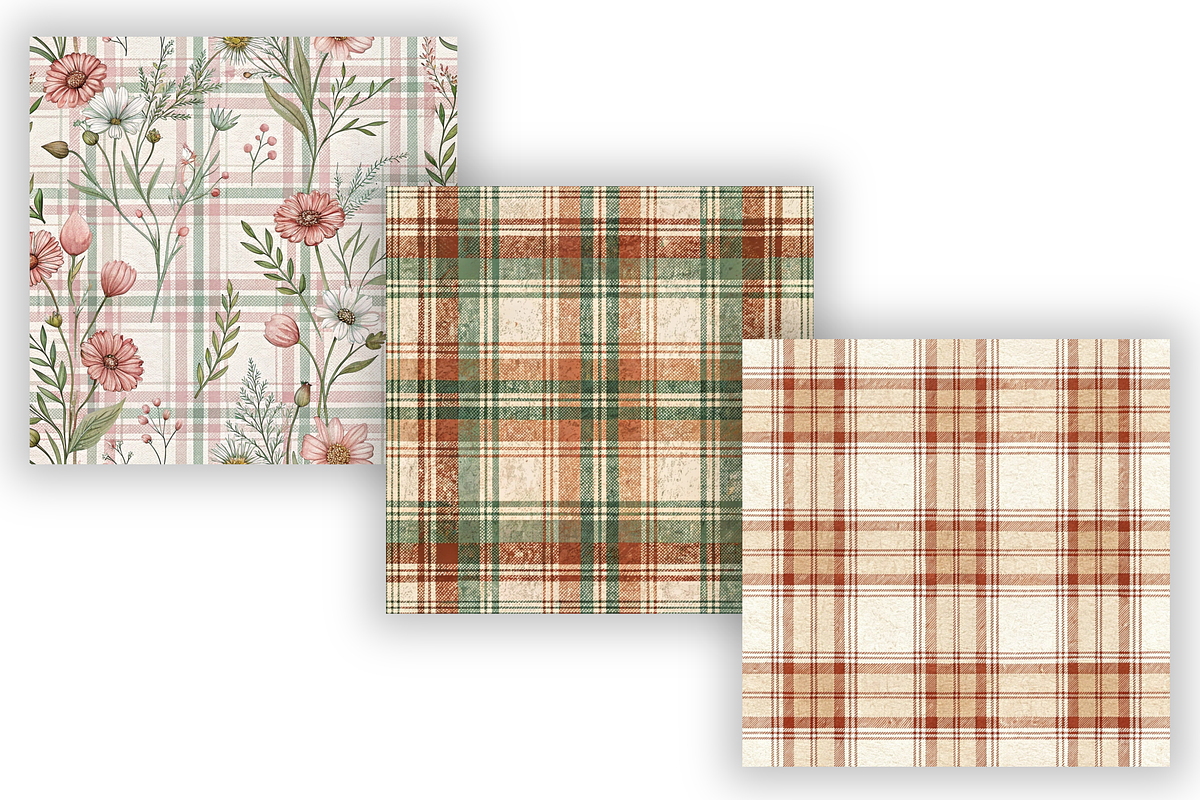Rustic Plaid Flannel Autumn Patterns, a Pattern Graphic by FloridPrintables (Photo 5 of 9)