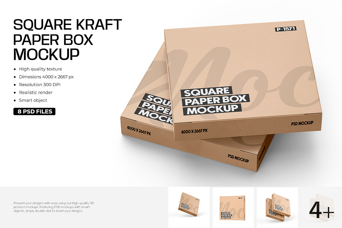 Kraft Square Box Mockup, a Packaging Mockup by Ram Studio (Photo 1 of 14)