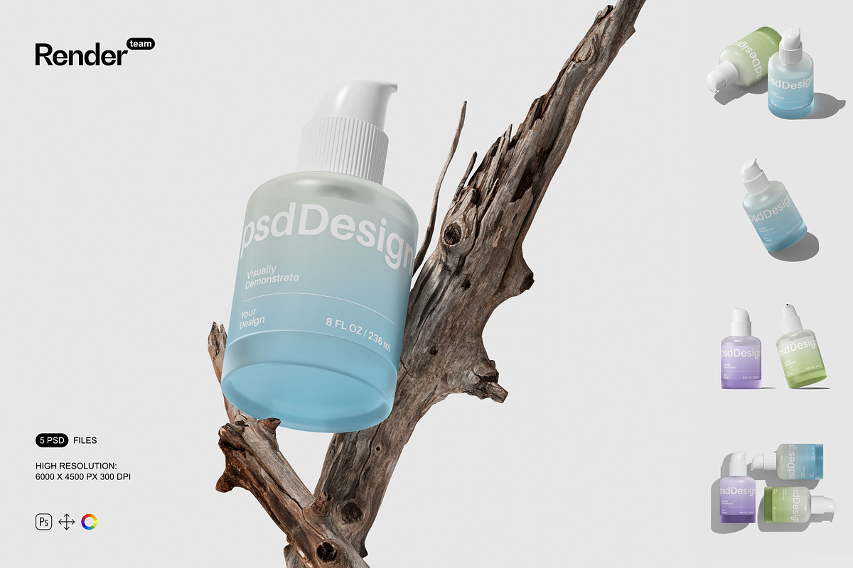 Cosmetic Bottle Mockup Set, a Packaging Mockup by Renderteam (Photo 1 of 12)