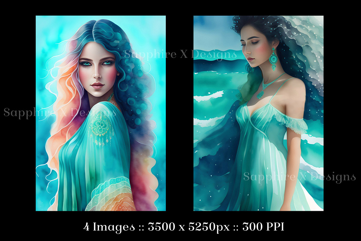 Sea Witches - 4 AI-Gen Illustrations, a Person Illustration by Sapphire X Designs (Photo 2 of 3)