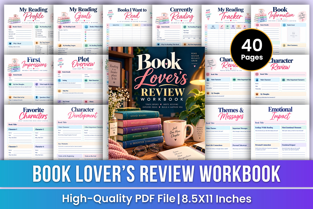 Book Lover’s Review Workbook | Read, a Stationery Template by Mustafiz (Photo 1 of 4)