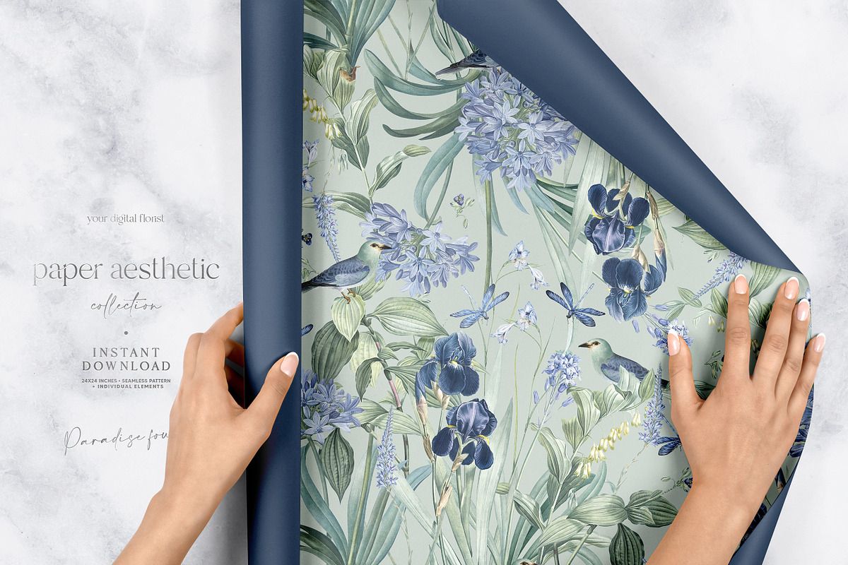 Mint Floral Luxury Paper Pack, a Pattern Graphic by paper aesthetic (Photo 4 of 7)