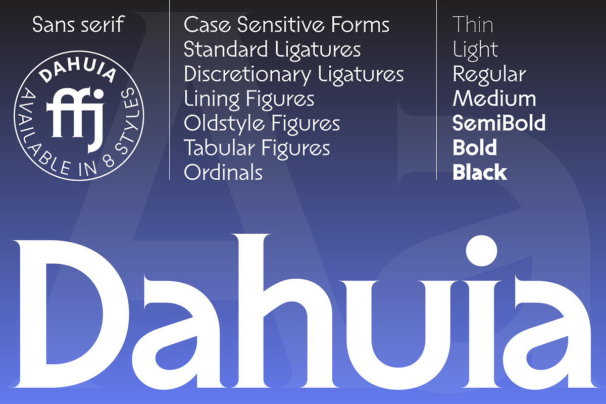 Dahuia - Sans Serif Font, a Sans Serif Font by Concepta Digital (Photo 1 of 11)