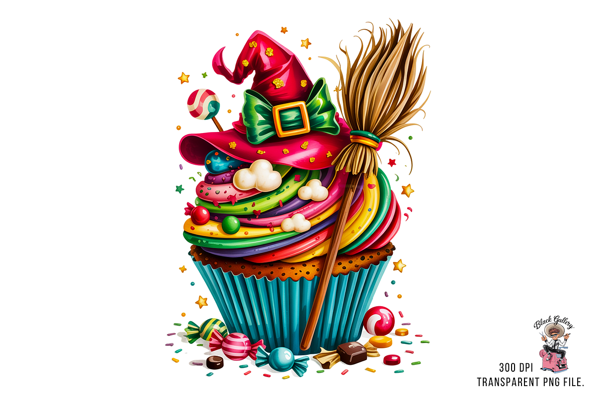 Witch Cupcake PNG Bundle, a Graphic by Clipart Studio (Photo 4 of 11)